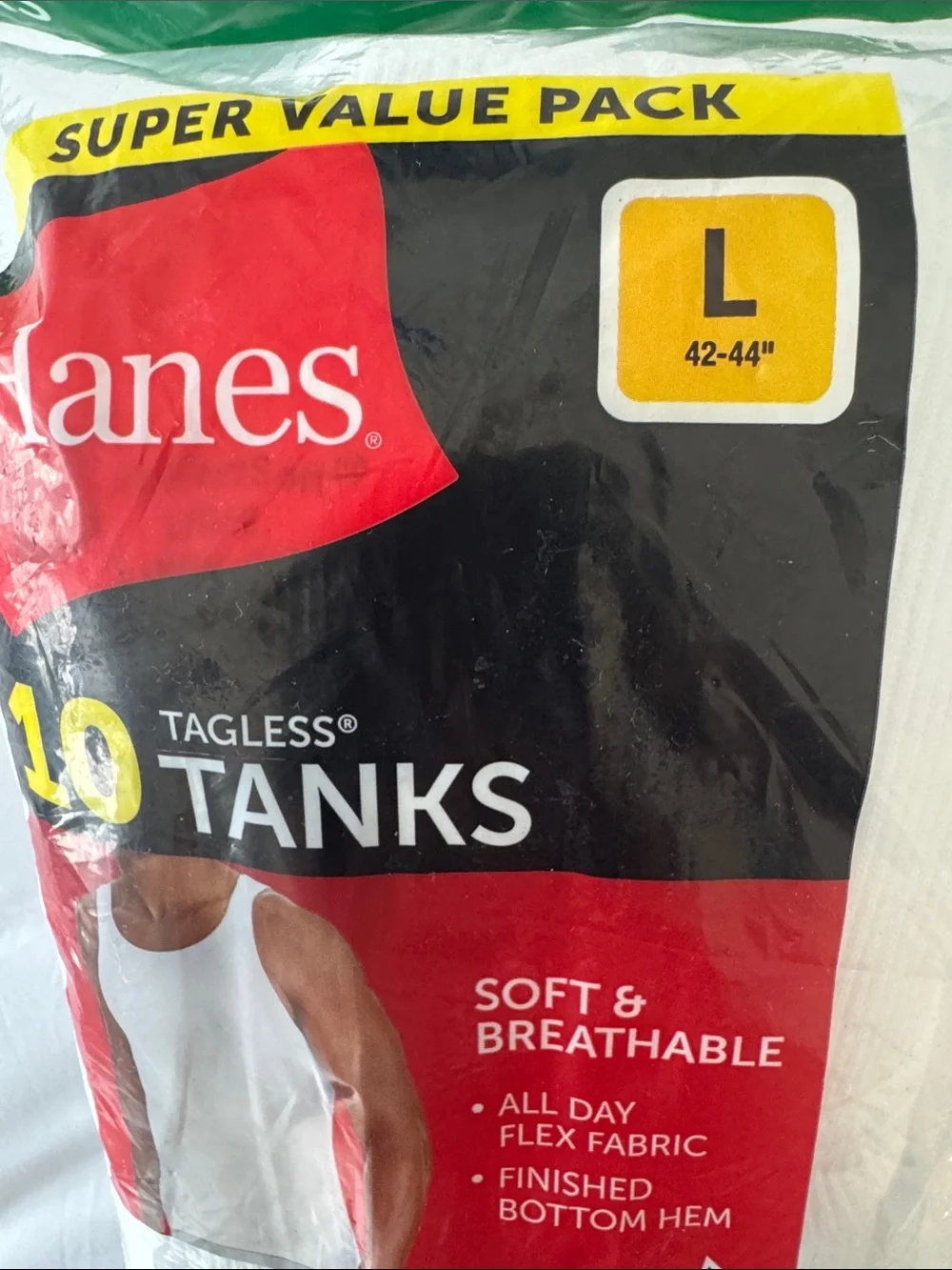 Hanes Men  Tagless White Tank Top - 10 Pack